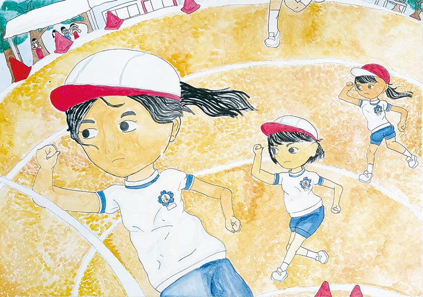 小２ 岩城 佳菜子さん おかあさんたちがいるドキドキのおゆうぎかい