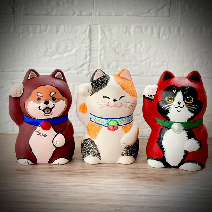 ⑬〈1月〉〈3月〉まねき猫(陶器)絵付け体験〈2月〉猫ブローチ絵付け体験 イメージ